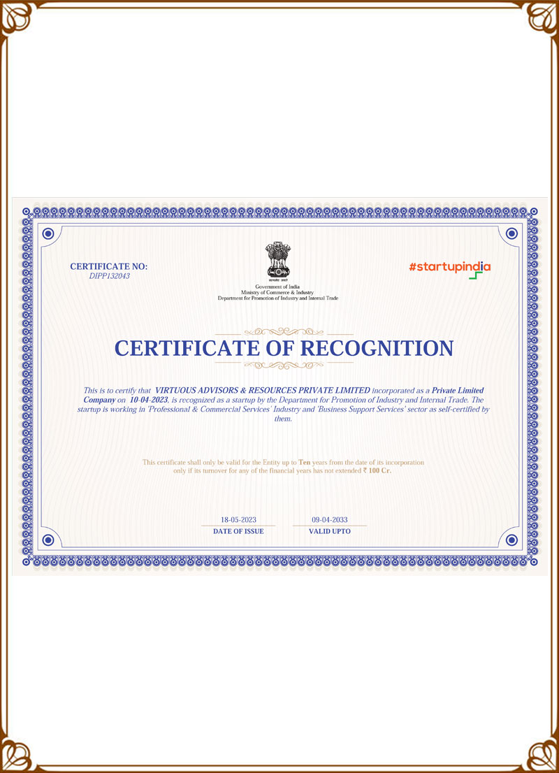 certificate of recognition